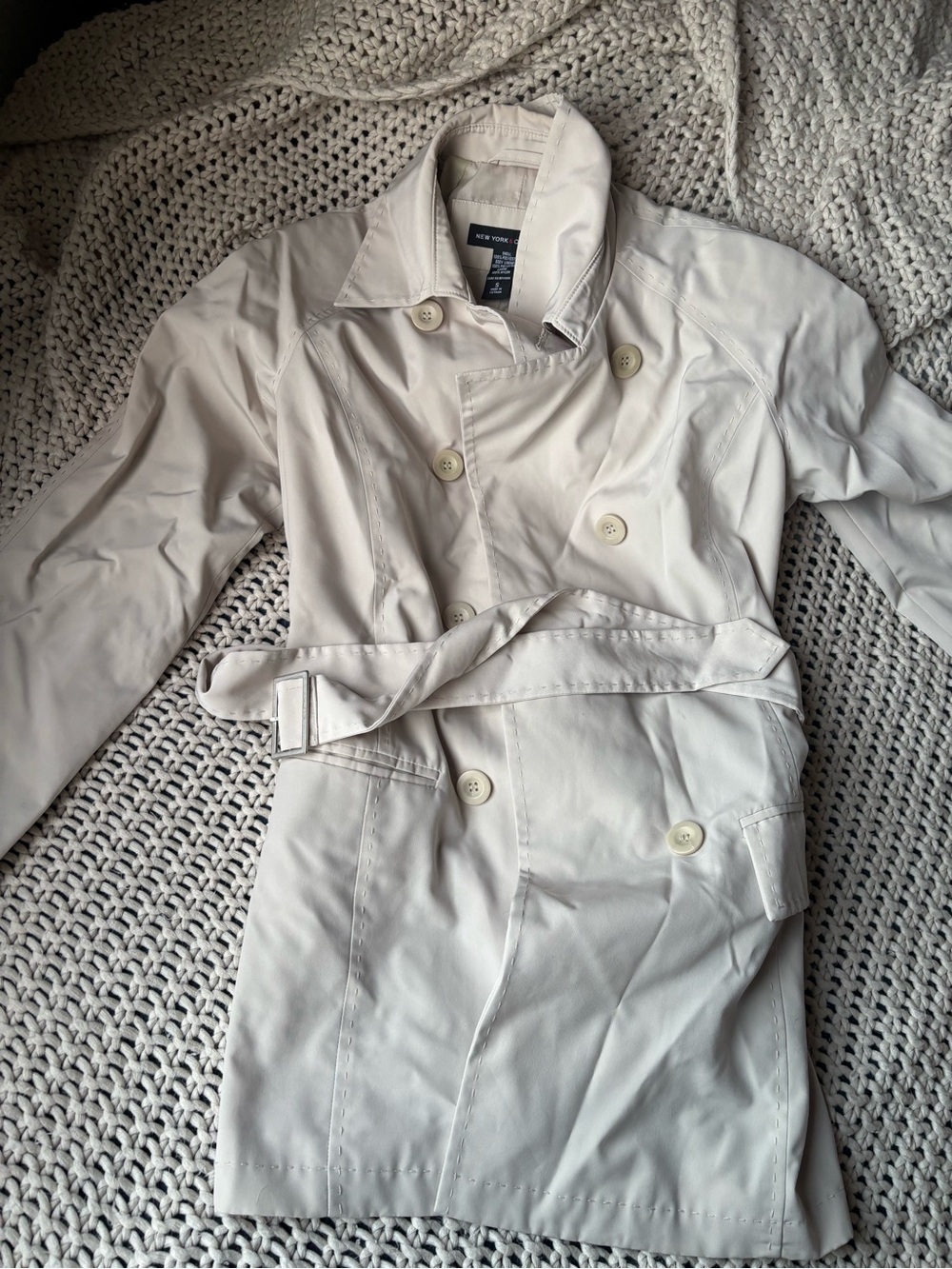 New your & company Women's Cream Double-Breasted Trench Coat